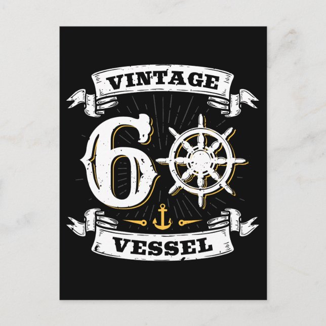 Vintages Schiff 60. Geburtstag Segel nautisch Postkarte (Vorderseite)