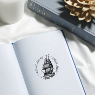 Vintages Schiff aus der Bibliothek Gummistempel