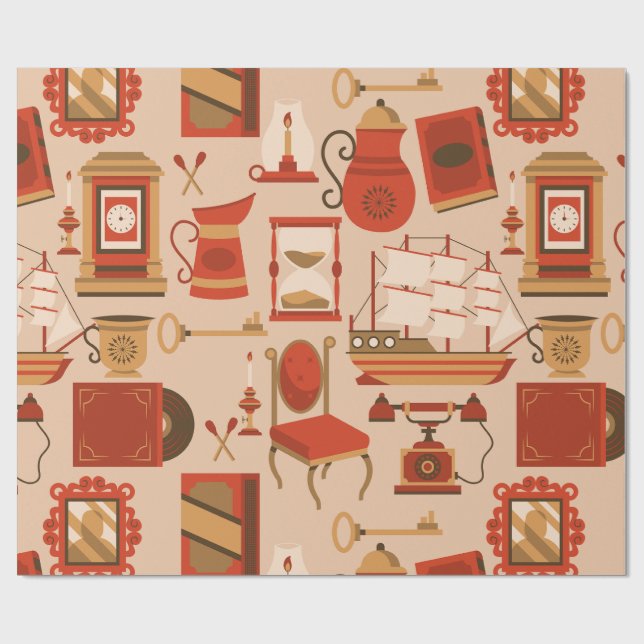 Vintages Schiff mit Retroschiff Geschenkpapier (Flach)