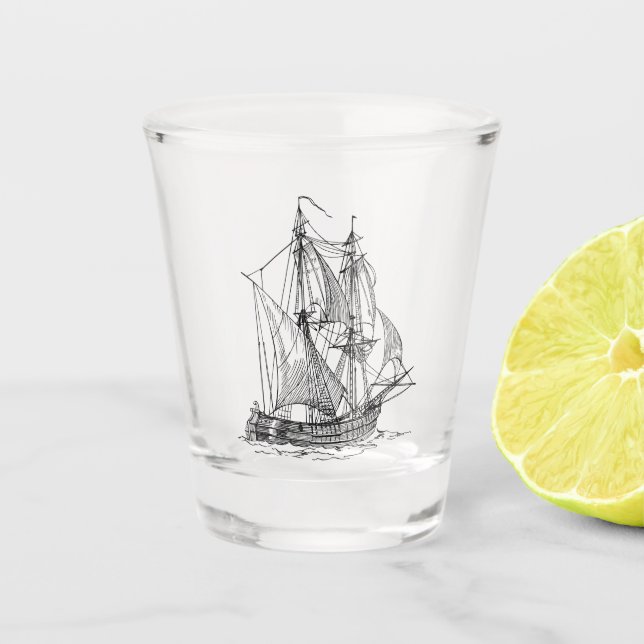 Vintages Schiff Schnapsglas (Vorderseite)