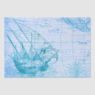 Vintages Schiff und Karte Seidenpapier
