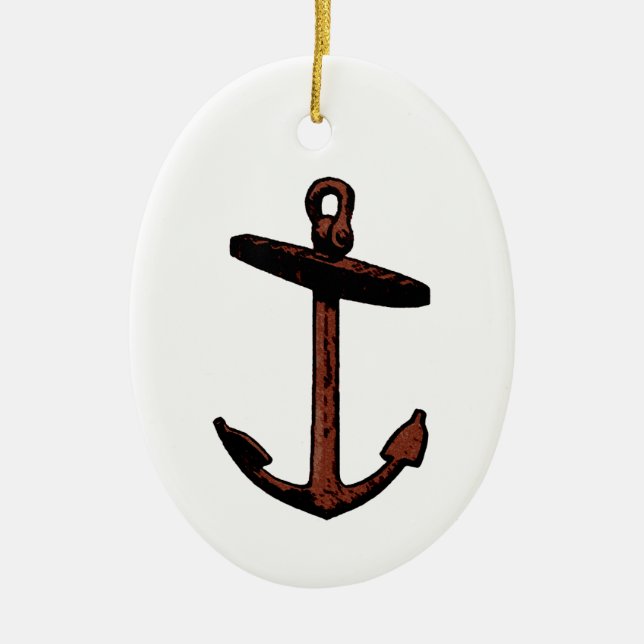 Vintages Schiffs-Anker-Logo Keramikornament (Vorne)