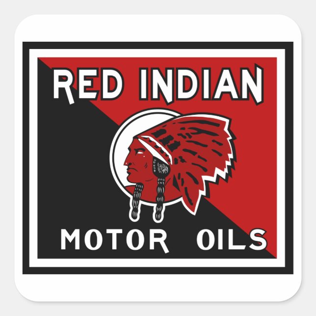 Vintages Schild "Red Indian Oils" Quadratischer Aufkleber (Vorderseite)
