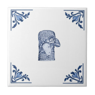 Vintages Schlafen Kleine Girl Delft Fliese