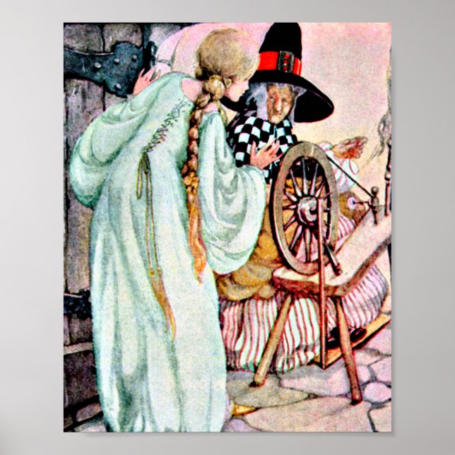 Vintages Schlafen Schönheit Briar Rose Illustratio Poster (Vorne)