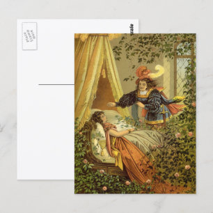 Vintages Schlafen Schönheit, Viktorianische Märche Postkarte