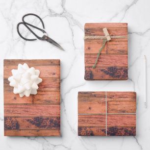 Vintages Schleifpapier aus geschältem Holz Geschenkpapier Set