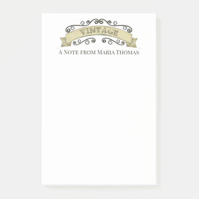 Vintages schlichtes rustikales Zeichen Post-it Klebezettel (Vorderseite)