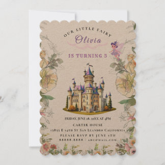 Vintages Schloss Messe Geburtstag Thema mit Märche Einladung