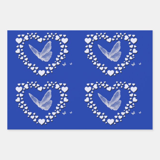 Vintages Schmetterlingsverpackungspapier Set 3 Geschenkpapier Set (Vorderseite 3)