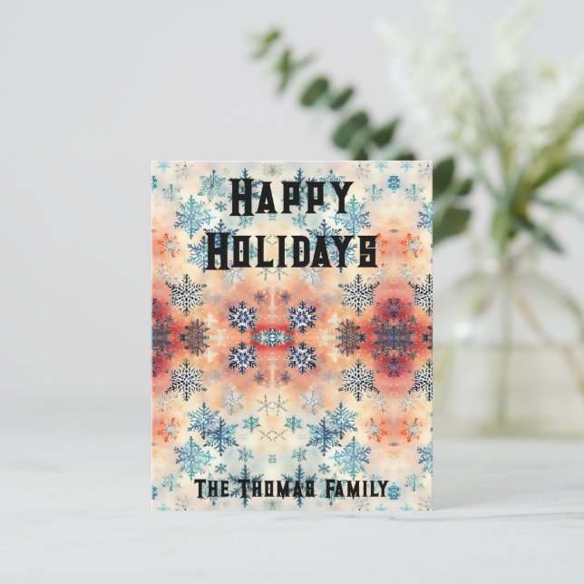 Vintages Schneeflockenmuster - Grußpapier (Stehend Vorderseite)
