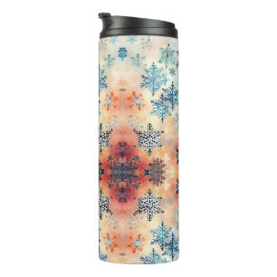 Vintages Schneeflockenmuster - Thermal Tumbler Thermosbecher