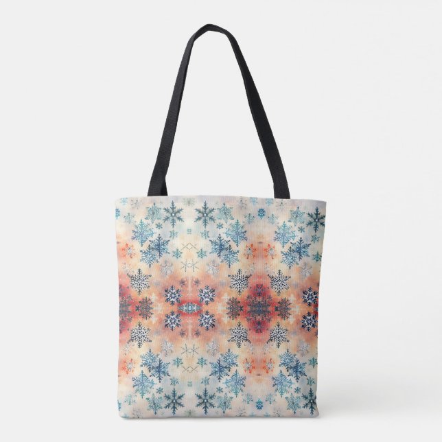 Vintages Schneeflockenmuster - Totbeutel Tasche (Rückseite)