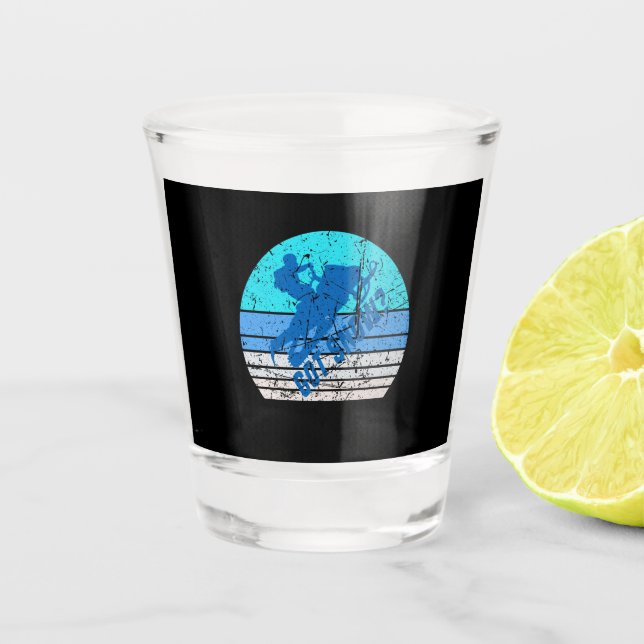 Vintages Schneemobil Schnapsglas (Vorderseite)