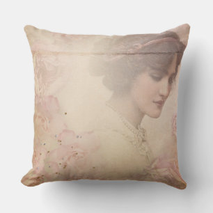 Vintages schönes Dame Throw Kissen