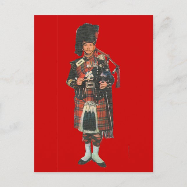 Vintages Schottland, dem Bagpipe folgen Postkarte (Vorderseite)