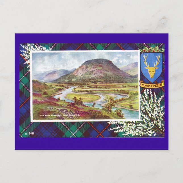 Vintages Schottland, Mackenzie tartan, Ballater Postkarte (Vorderseite)