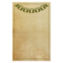 Vintages Schreibpapier mit Grüngarland