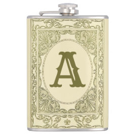 Vintages Schriftgrabgrün mit monogramm Buchstaben  Flachmann