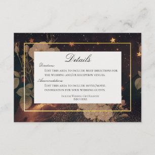 Vintages Schwarz-Gold-Glam-Blumendetails Begleitkarte