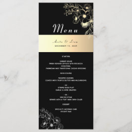Vintages Schwarz-Gold-Hochzeitsmenü Menükarte