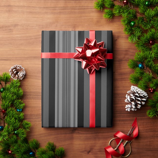 Vintages Schwarz-Weiß-Grafikmuster Geschenkpapier (Feiertagsgeschenk)