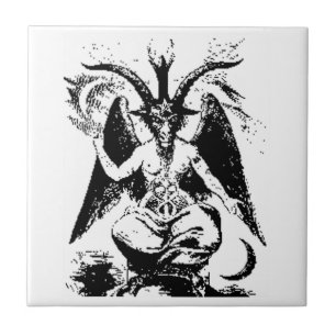 Vintages schwarzes Baphomet Fliese