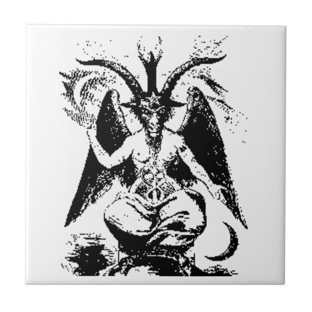 Vintages schwarzes Baphomet Fliese (Vorderseite)