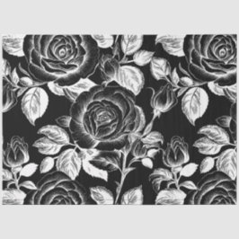 Vintages Schwarzes Blumendekouver Seidenpapier