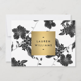 Vintages schwarzes Floral Muster flache Notecard Mitteilungskarte