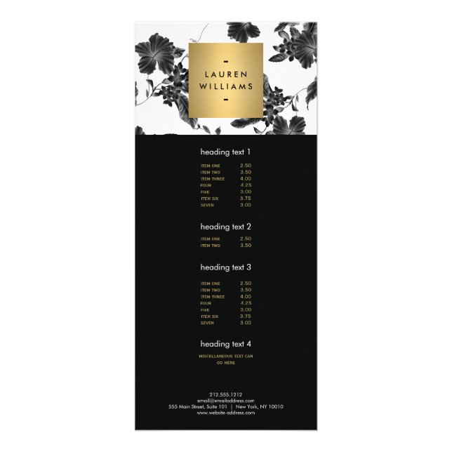 Vintages Schwarzes Flurmuster Werbekarte (Vorne)