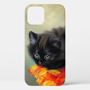 Vintages Schwarzes Kitten mit roter Blume Blanket Case-Mate iPhone Hülle