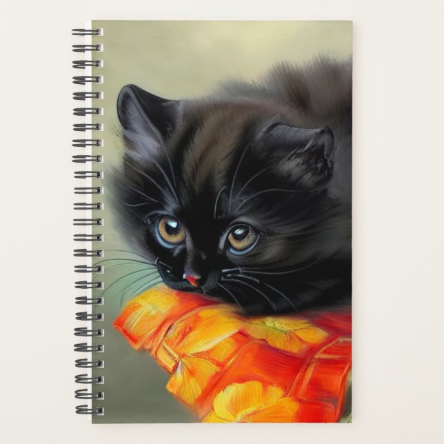 Vintages Schwarzes Kitten mit roter Blume Blanket Planer (Vorderseite)