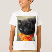 Vintages Schwarzes Kitten mit roter Blume Blanket