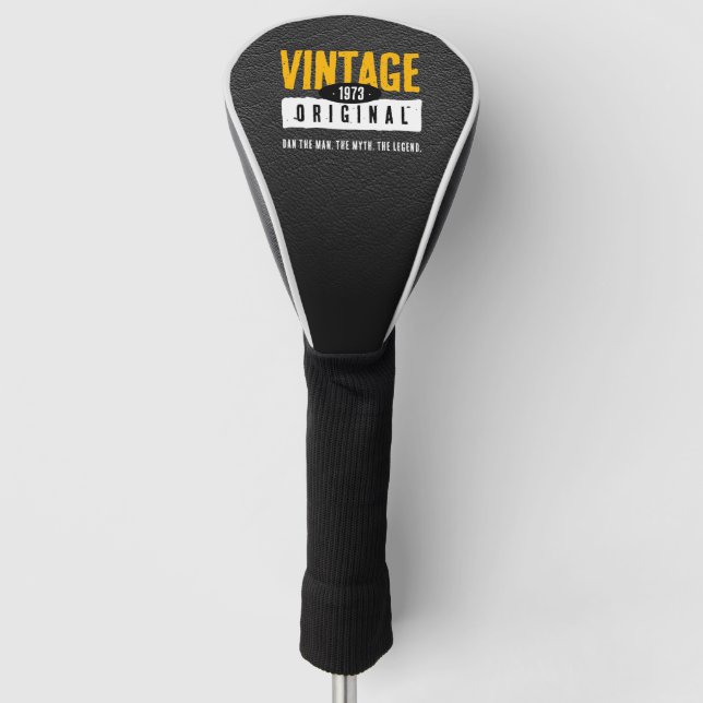 Vintages Schwarzes Leder Geburtsjahr Golf Headcover (Vorderseite)