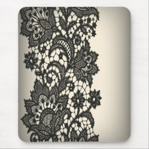 Vintages schwarzes Spitzen beige Paris Fashion Mousepad