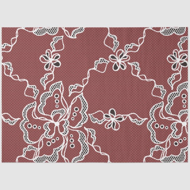 Vintages, schwarzes Spitzen-Dekopapier Seidenpapier (Vorderseite)