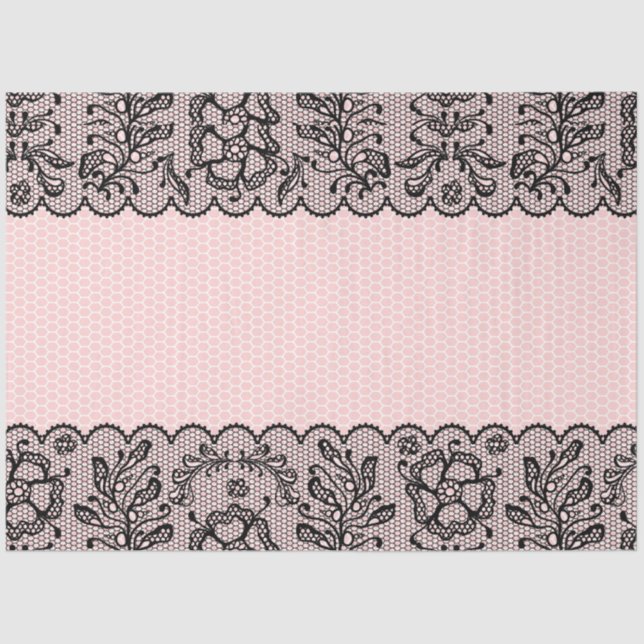 Vintages, schwarzes Spitzen-Dekopapier Seidenpapier (Vorderseite)