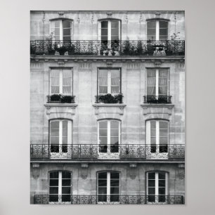 Vintages Schwarzweiss-Gebäude der Reise-  in Paris Poster