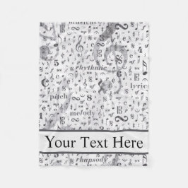 Vintages Schwarzweiß-Musiknote-Muster Fleecedecke
