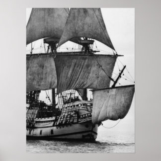 Vintages Schwarzweiß-Schiff Poster