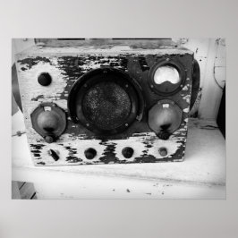 Vintages Schwarzweißfunkgerät Poster
