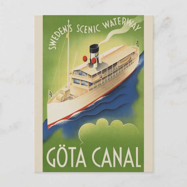 Vintages Schweden Retro Schifffahrt Reisen Postkarte (Vorderseite)