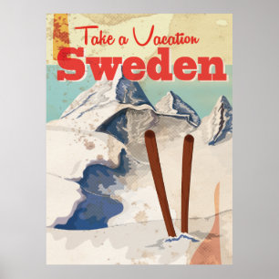 Vintages schwedisches Reiseplakat Poster