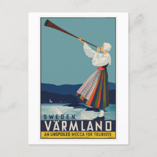 Vintages schwedisches Reiseplakat Postkarte