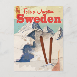 Vintages schwedisches Reiseplakat Postkarte