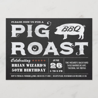 Vintages Schweinebraten GRILLEN Einladungen Zwisch