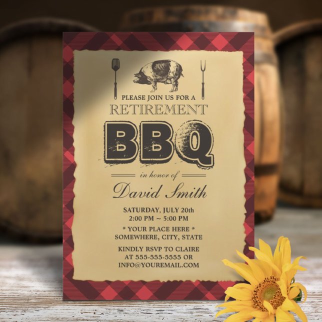 Vintages Schweinebraten-Roast-GRILLEN-Party Einladung (Von Creator hochgeladen)