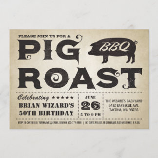 Vintages Schweinefleisch GRILLEN Geburtstag Einlad Einladung