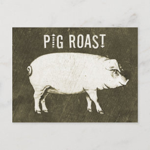 Vintages Schweinegrippe Postkarte Einladung V